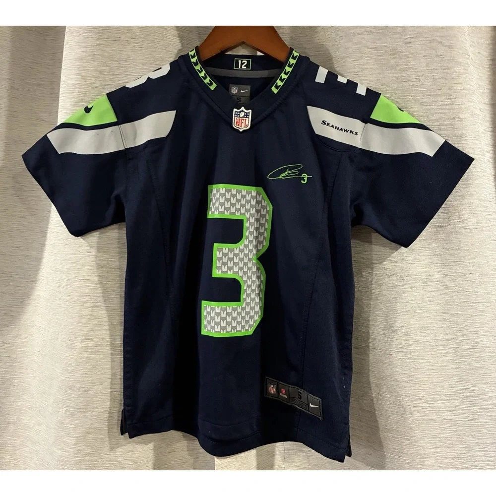 Seattle Seahawks #3 Russell Wilson Nike NFL Football Jersey Boys Size Small Blue